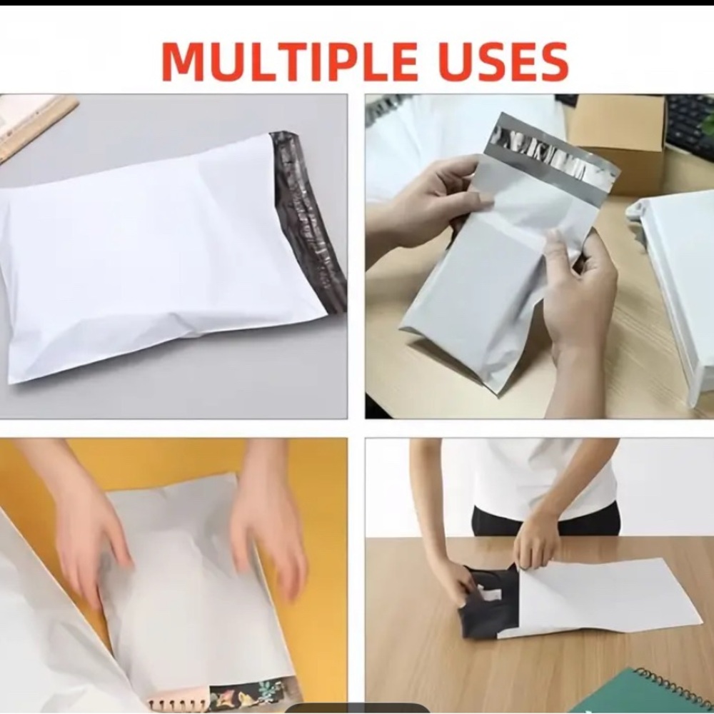Pack of 100 White Poly Mailers 6 by 9 - Picture 3 of 3